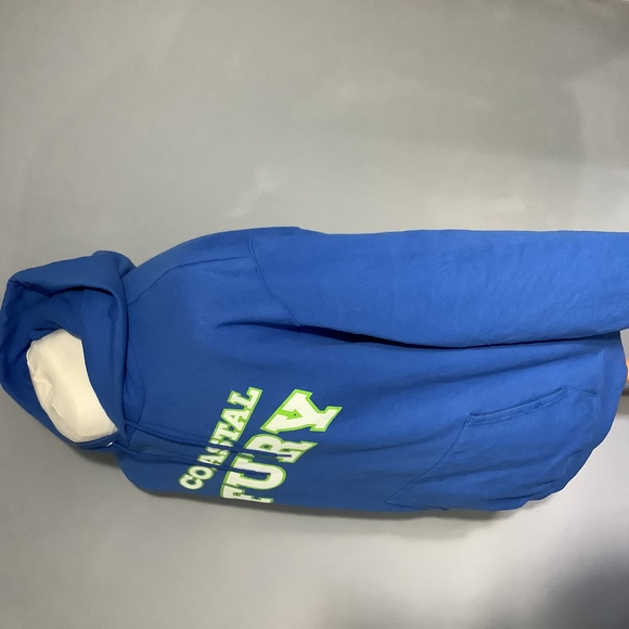 Retro Champion Hoodie - Size XL - Blue - ‘Coastal Fury’ - P2P 24” - Picture 3 of 8